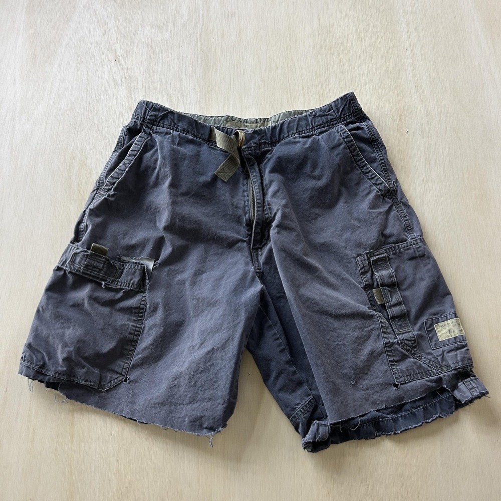 Vintage Y2K American Eagle Cargo Shorts Mens 33 Blue Canvas Distressed